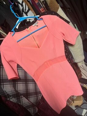 Charlotte Russe Coral Pink Short Sleeve Mini Dress